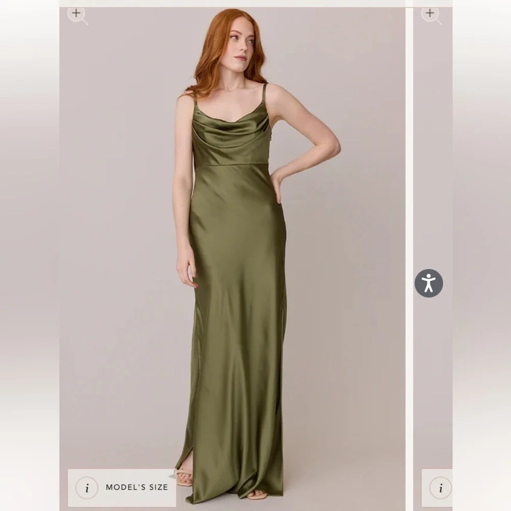 Revelry Skye Satin Dress Green size 8